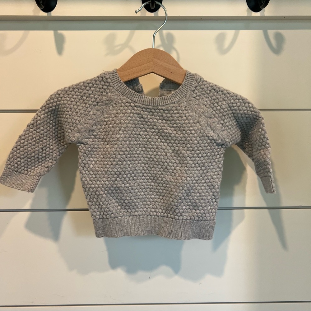 H&M Textured Gray Crew Sweater 1-2M